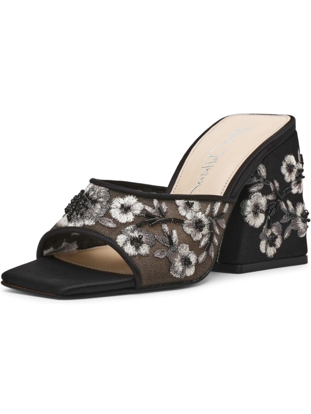 🆕Betsy Johnson Black Floral Roo Block Heel Sandals